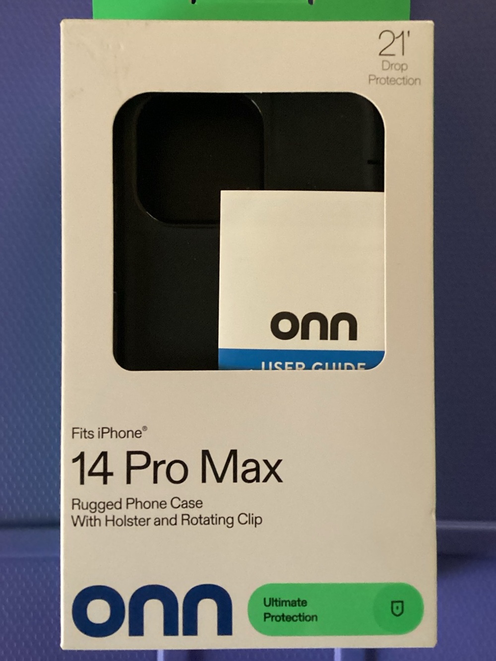 Onn 14 Pro Max Rugged Phone Case with holster rotating clip phone case.